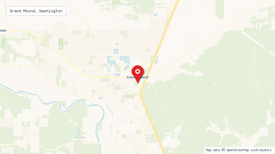 Street map of Grand Mound, Washington with location pin