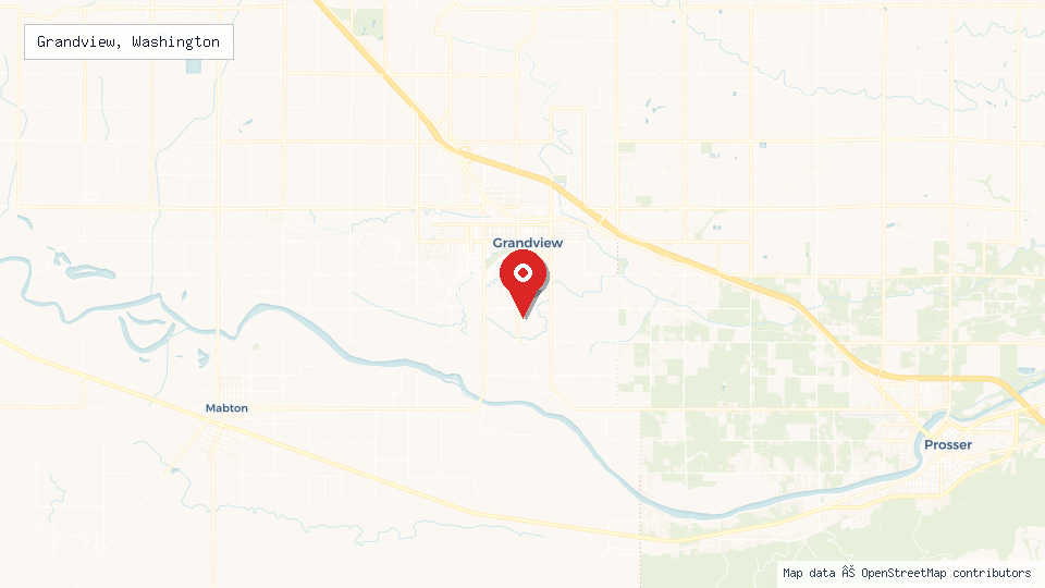 Street map of Grandview, Washington with location pin