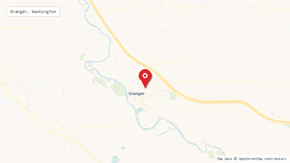 Street map of Granger, Washington with location pin