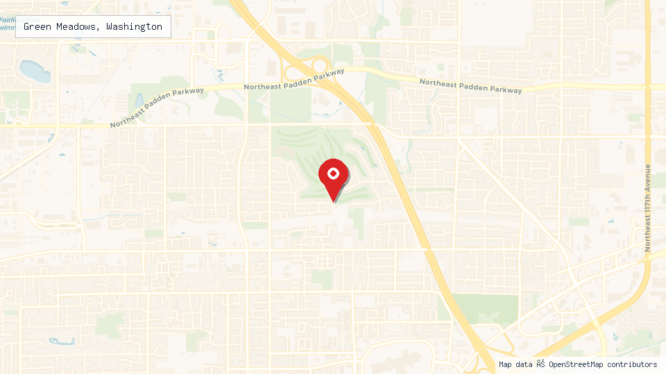 Street map of Green Meadows, Washington with location pin