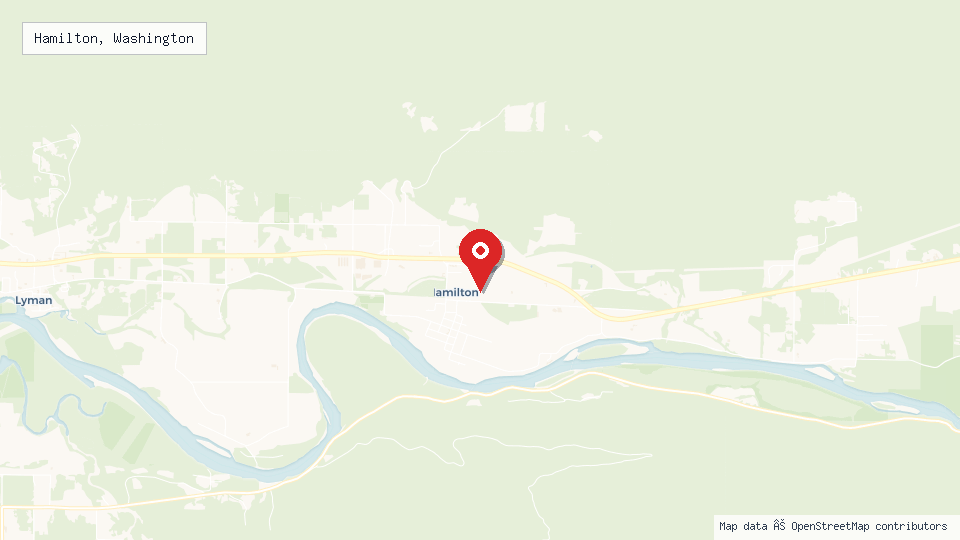 Street map of Hamilton, Washington with location pin