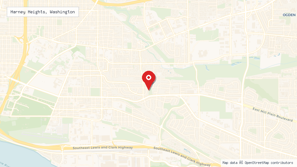 Street map of Harney Heights, Washington with location pin