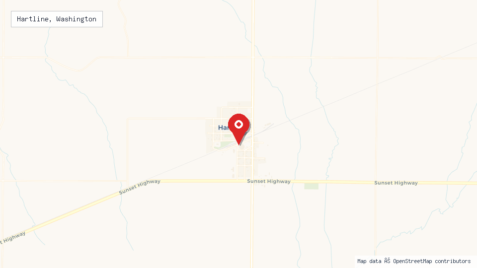 Street map of Hartline, Washington with location pin