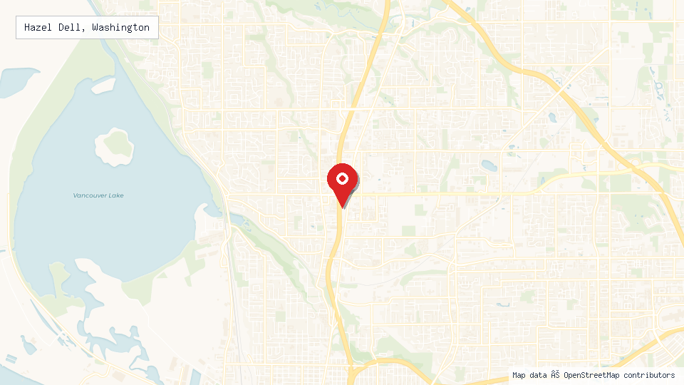 Street map of Hazel Dell, Washington with location pin