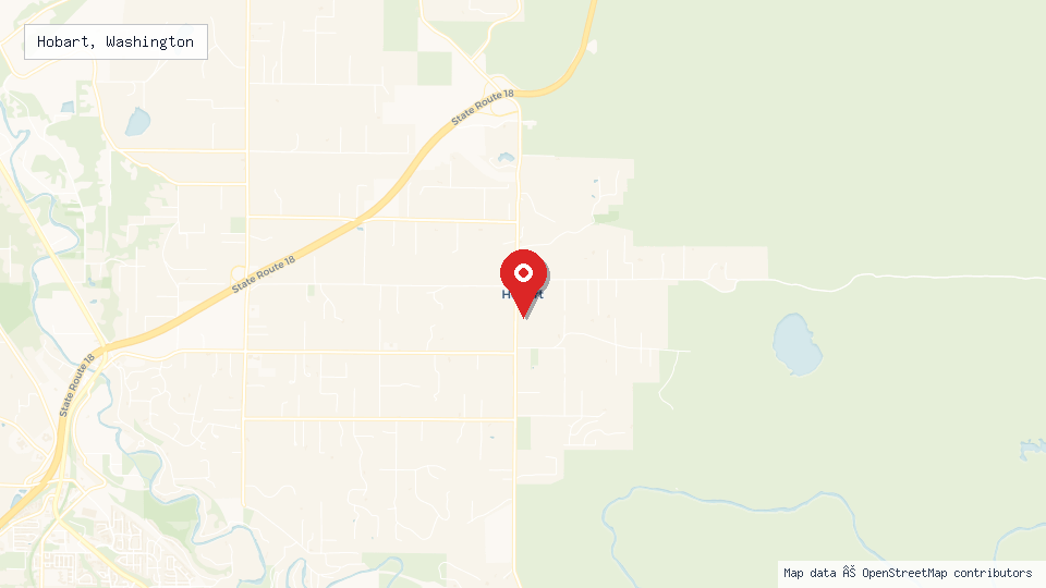 Street map of Hobart, Washington with location pin