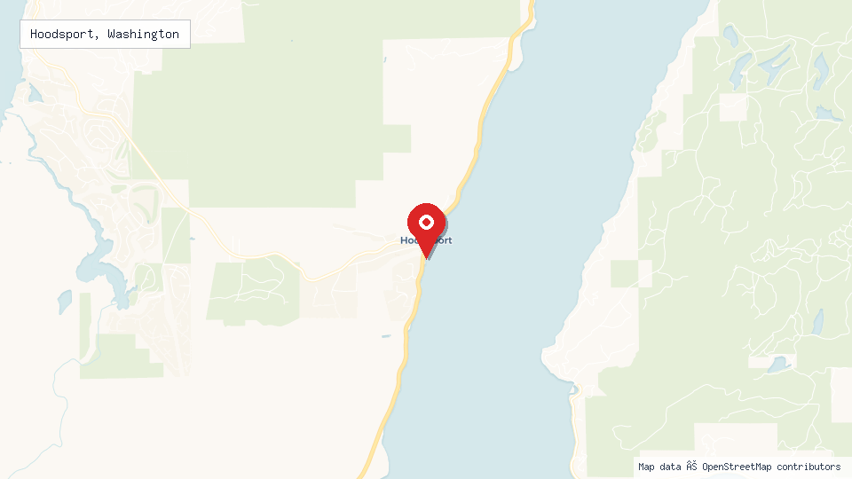 Street map of Hoodsport, Washington with location pin
