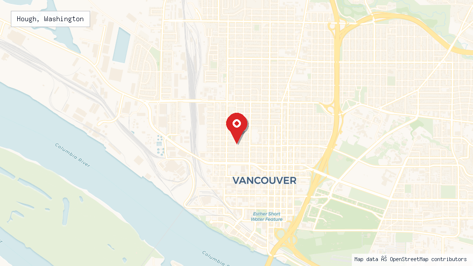 Street map of Hough, Washington with location pin