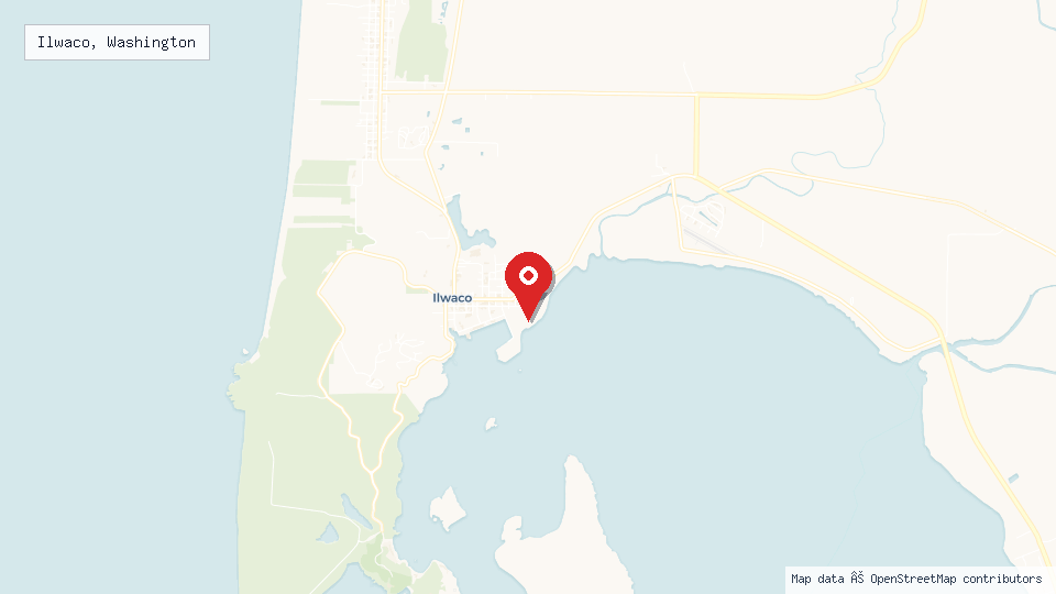 Street map of Ilwaco, Washington with location pin