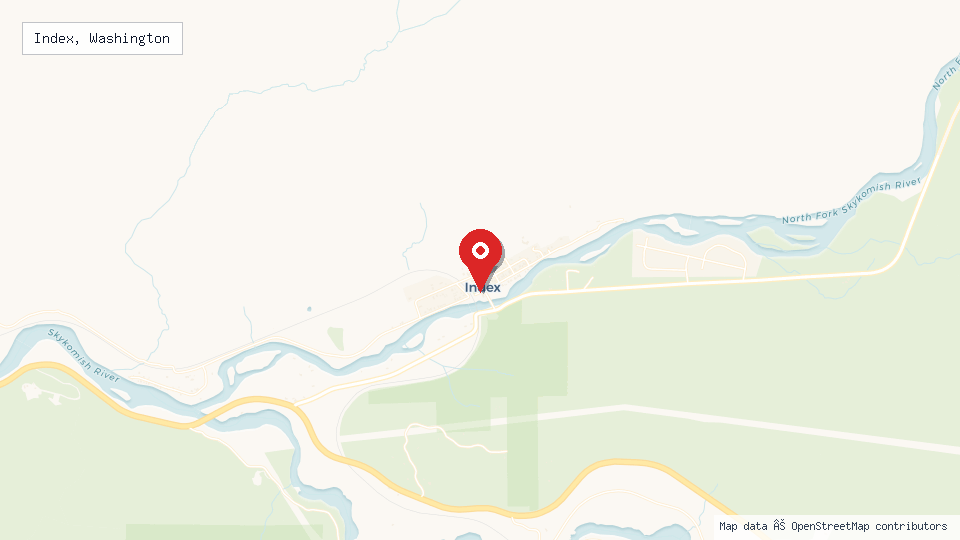 Street map of Index, Washington with location pin