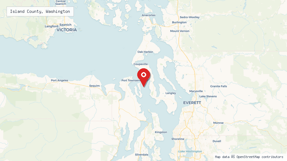 Street map of Island County, Washington with location pin
