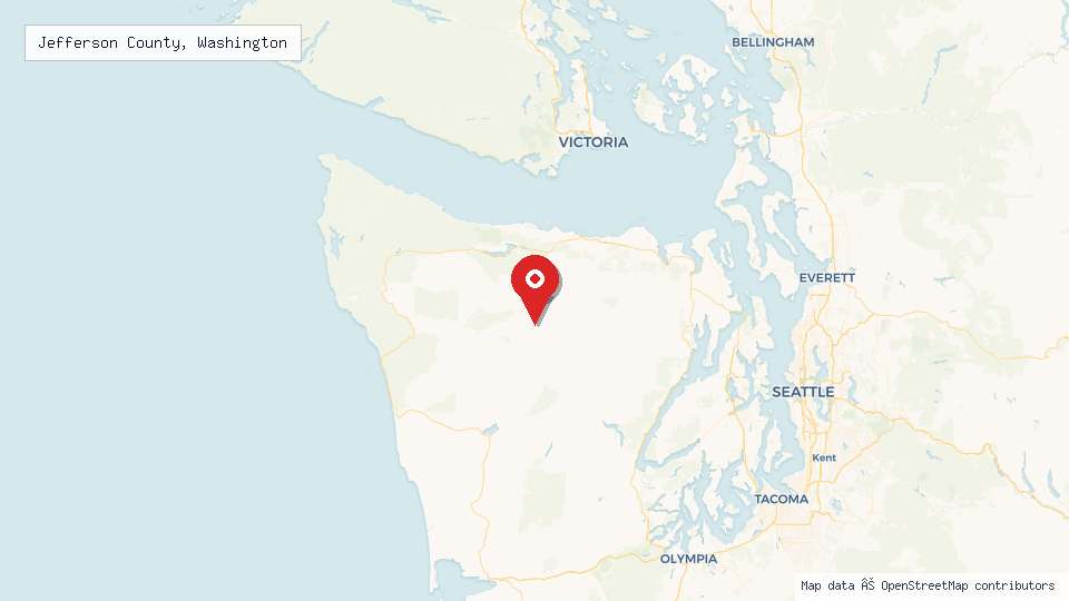 Street map of Jefferson County, Washington with location pin