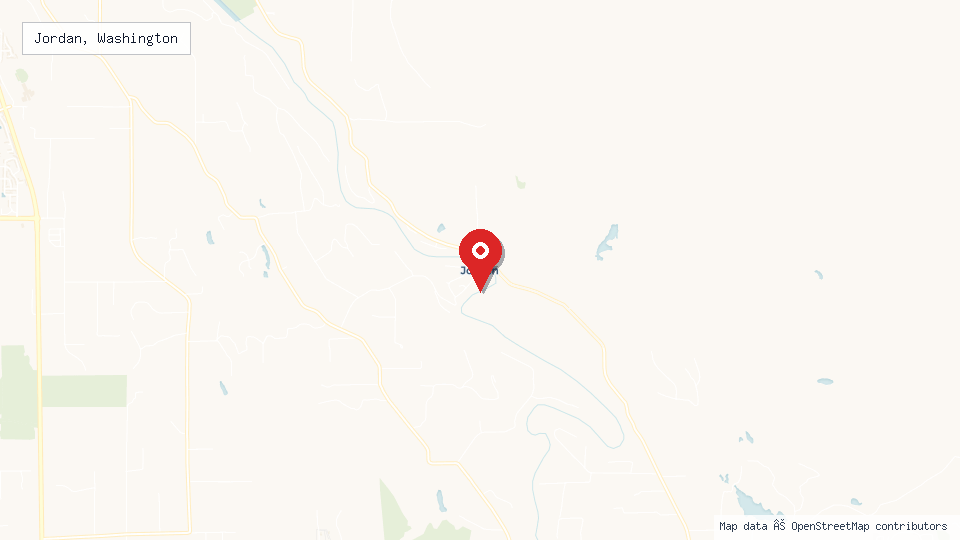 Street map of Jordan, Washington with location pin