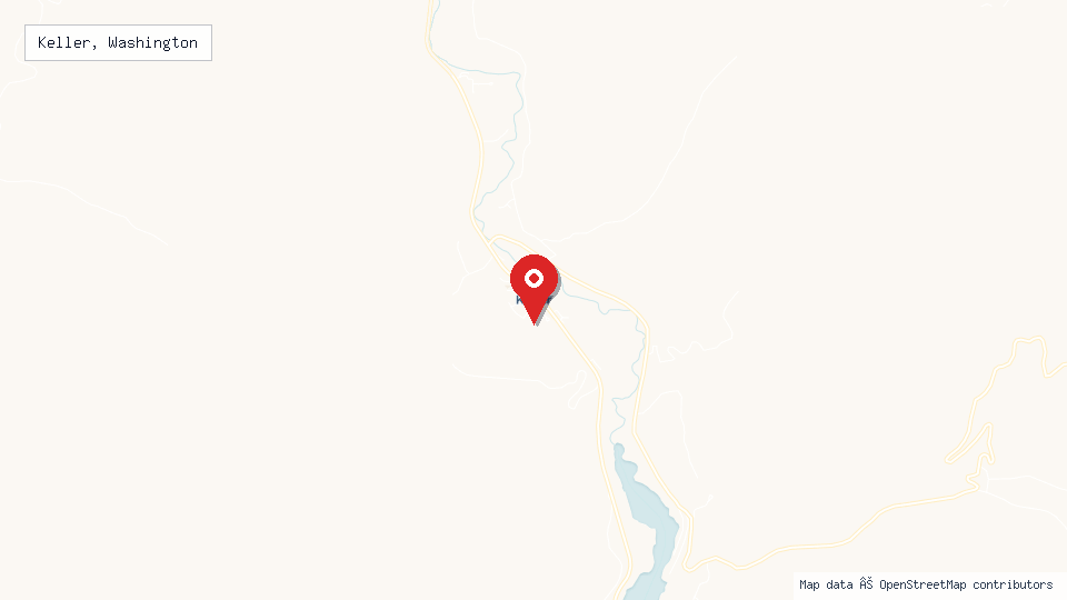 Street map of Keller, Washington with location pin