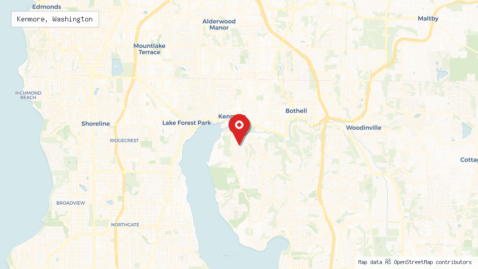 Street map of Kenmore, Washington with location pin