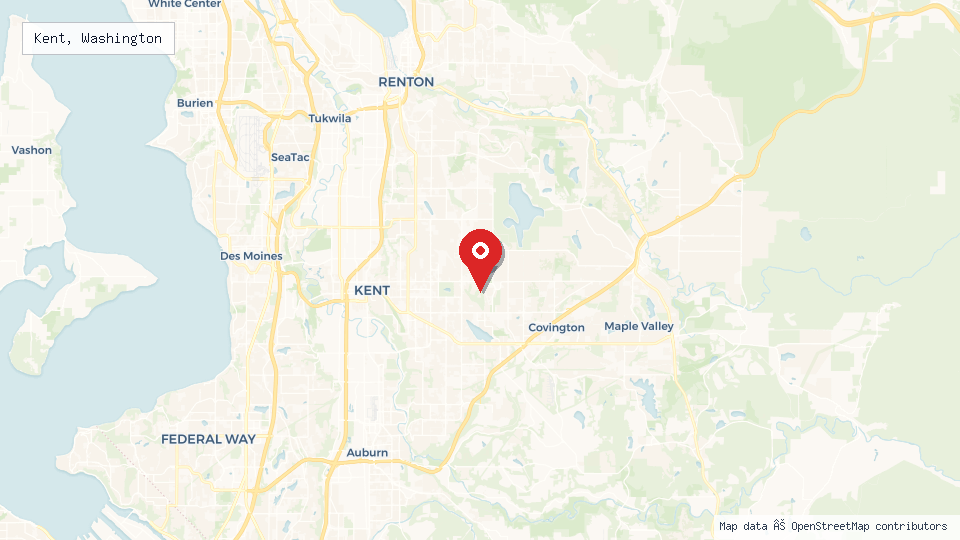 Street map of Kent, Washington with location pin