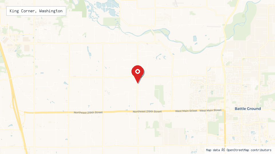 Street map of King Corner, Washington with location pin