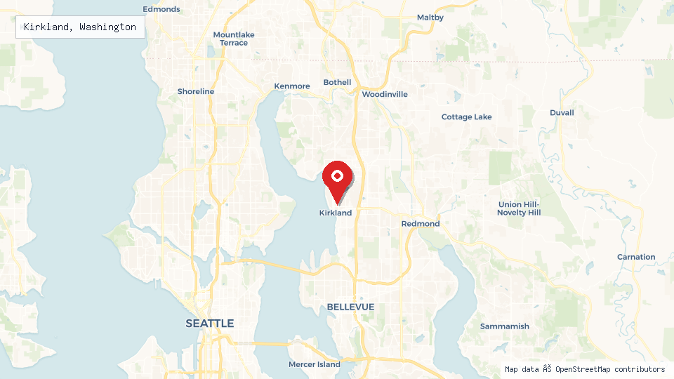 Street map of Kirkland, Washington with location pin