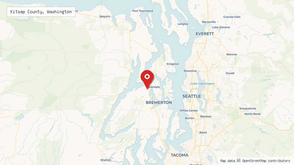 Street map of Kitsap County, Washington with location pin