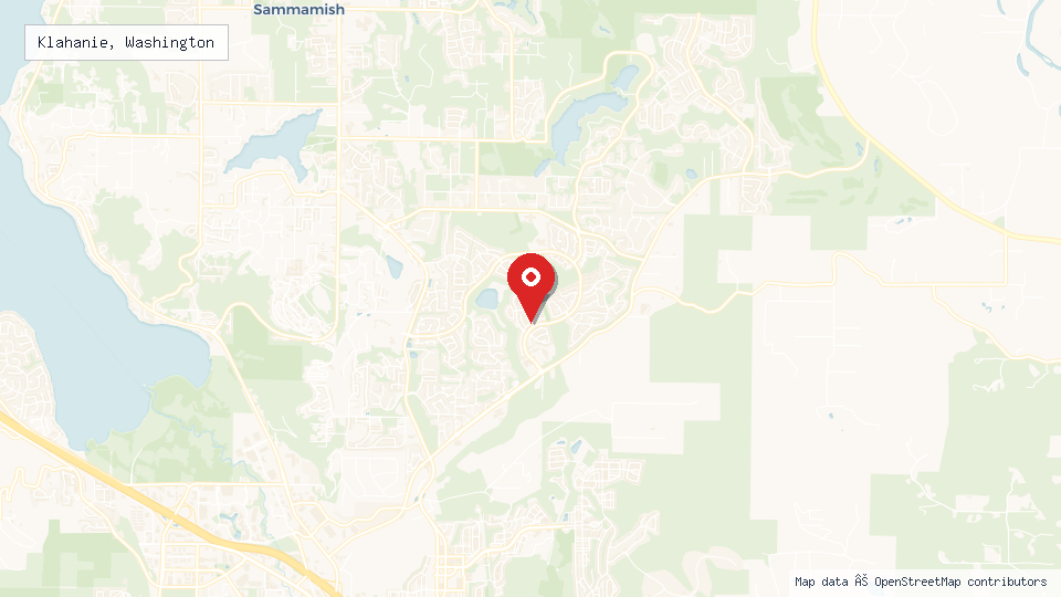 Street map of Klahanie, Washington with location pin