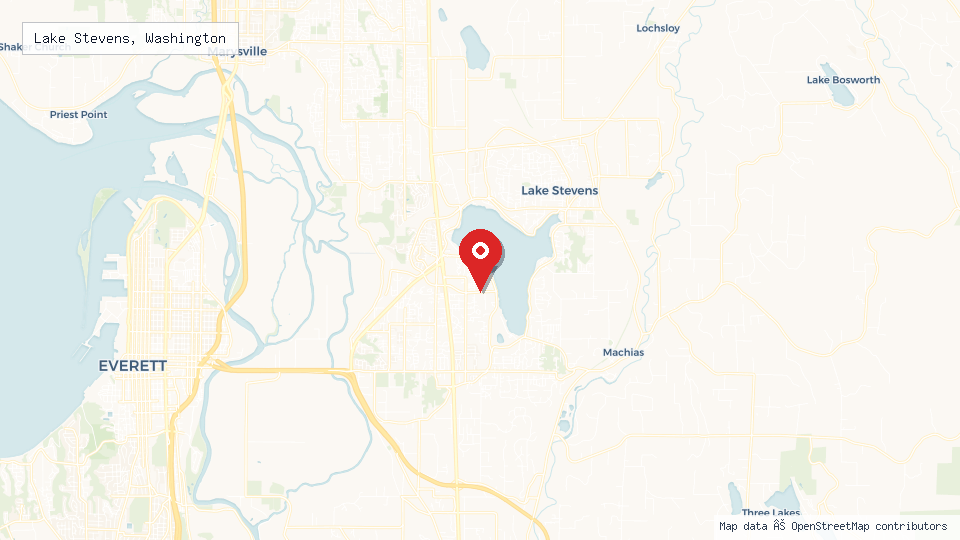 Street map of Lake Stevens, Washington with location pin
