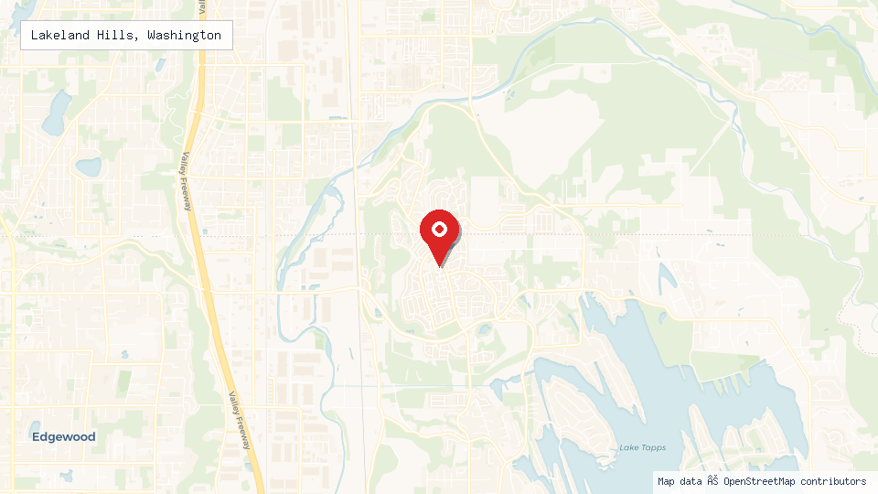 Street map of Lakeland Hills, Washington with location pin