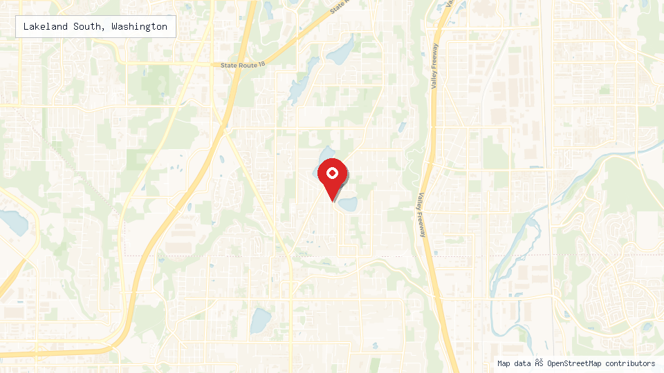 Street map of Lakeland South, Washington with location pin