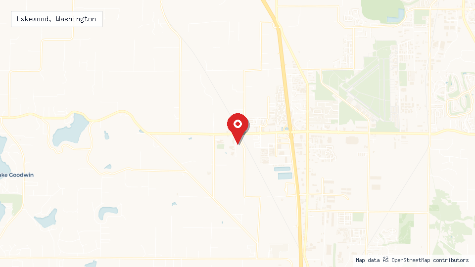 Street map of Lakewood, Washington with location pin