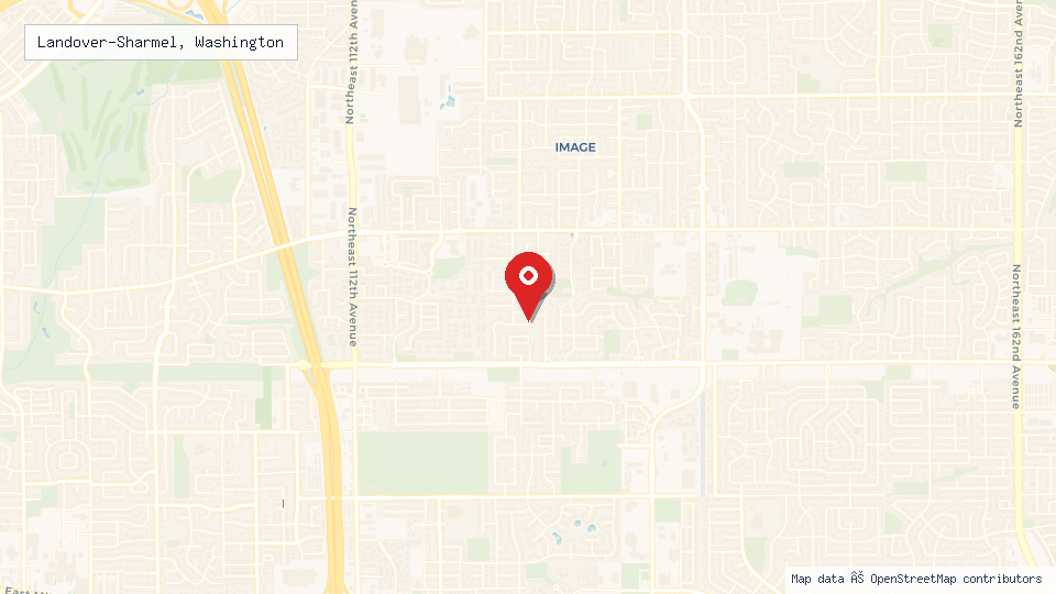 Street map of Landover-Sharmel, Washington with location pin