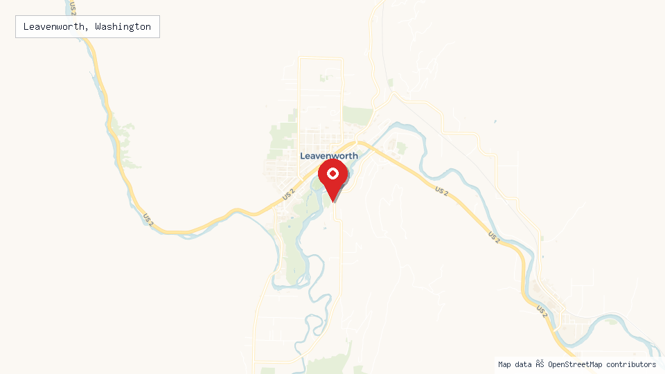 Street map of Leavenworth, Washington with location pin