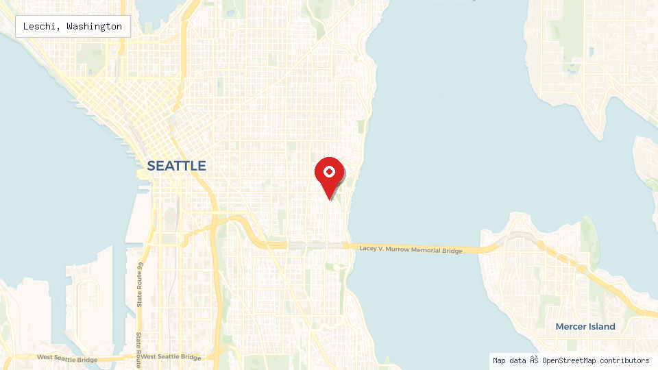 Street map of Leschi, Washington with location pin