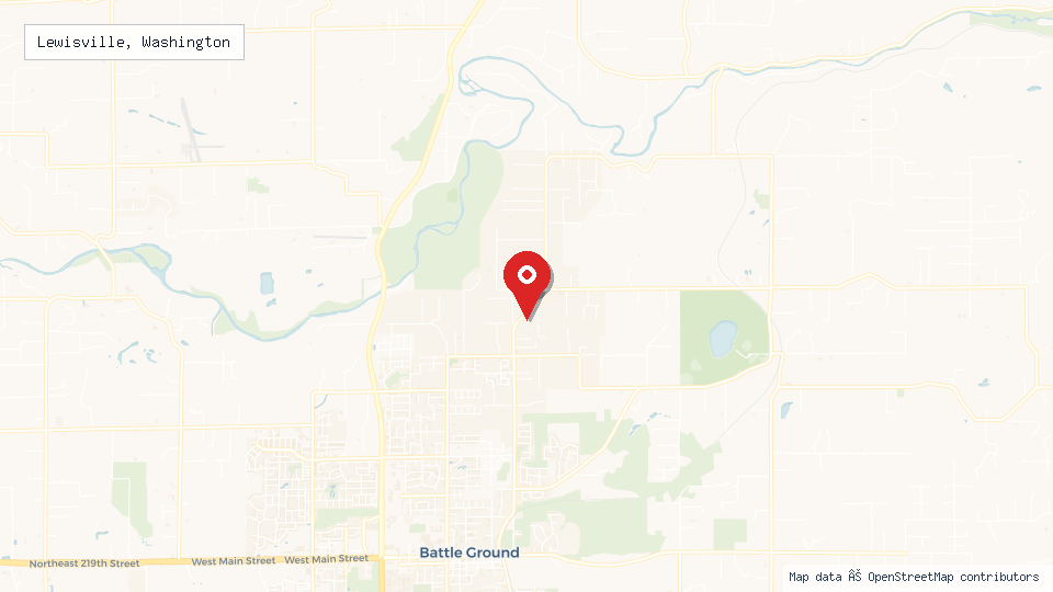 Street map of Lewisville, Washington with location pin