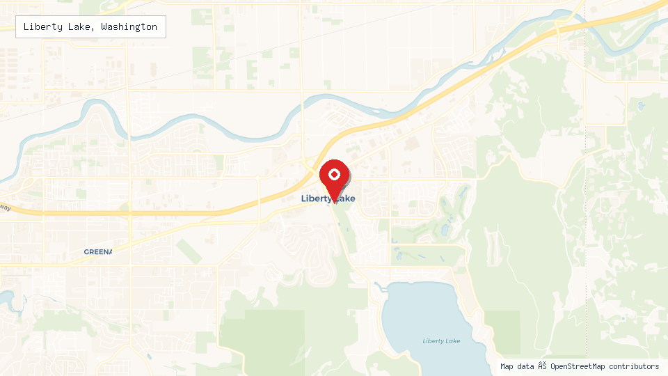 Street map of Liberty Lake, Washington with location pin