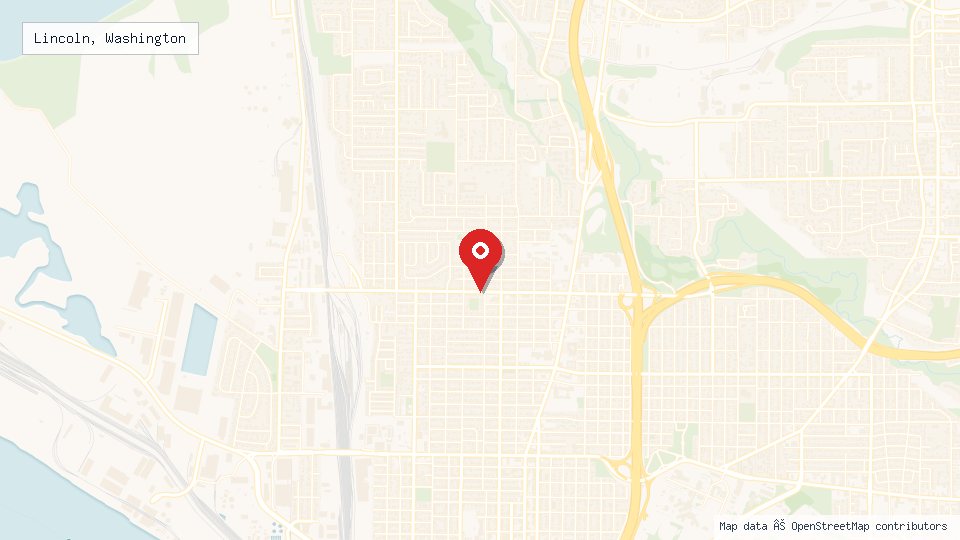 Street map of Lincoln, Washington with location pin