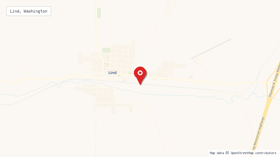 Street map of Lind, Washington with location pin