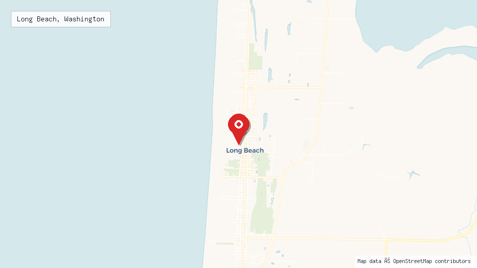 Street map of Long Beach, Washington with location pin