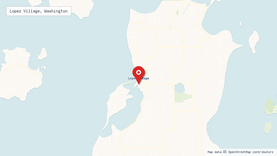 Street map of Lopez Village, Washington with location pin