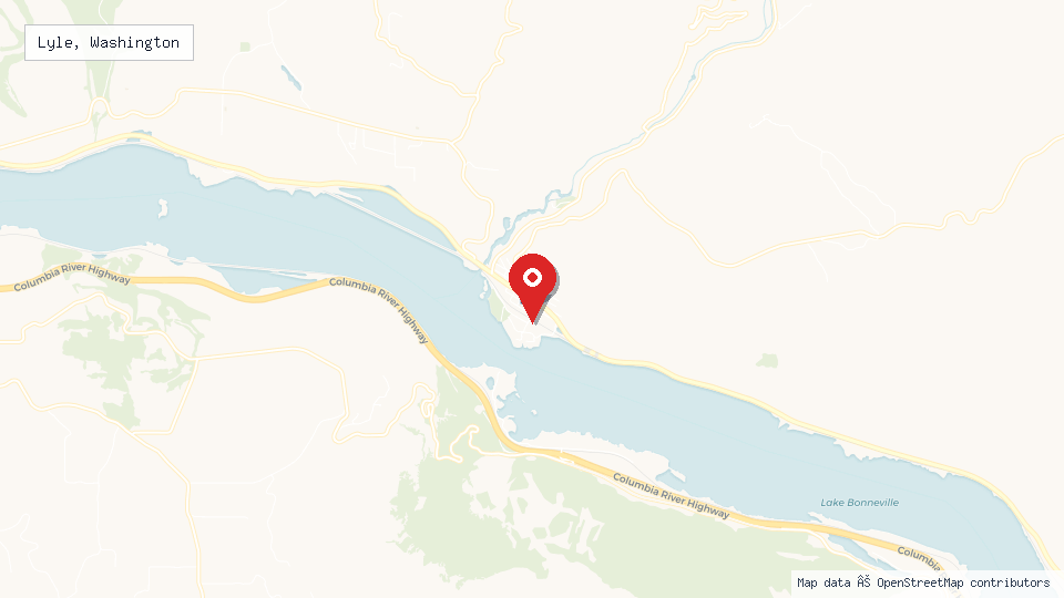Street map of Lyle, Washington with location pin