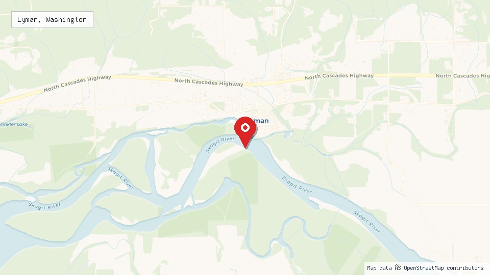 Street map of Lyman, Washington with location pin