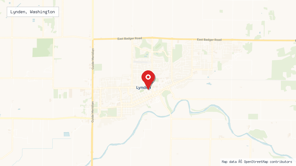 Street map of Lynden, Washington with location pin