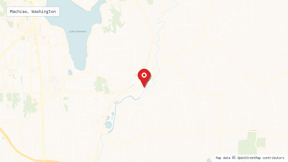 Street map of Machias, Washington with location pin