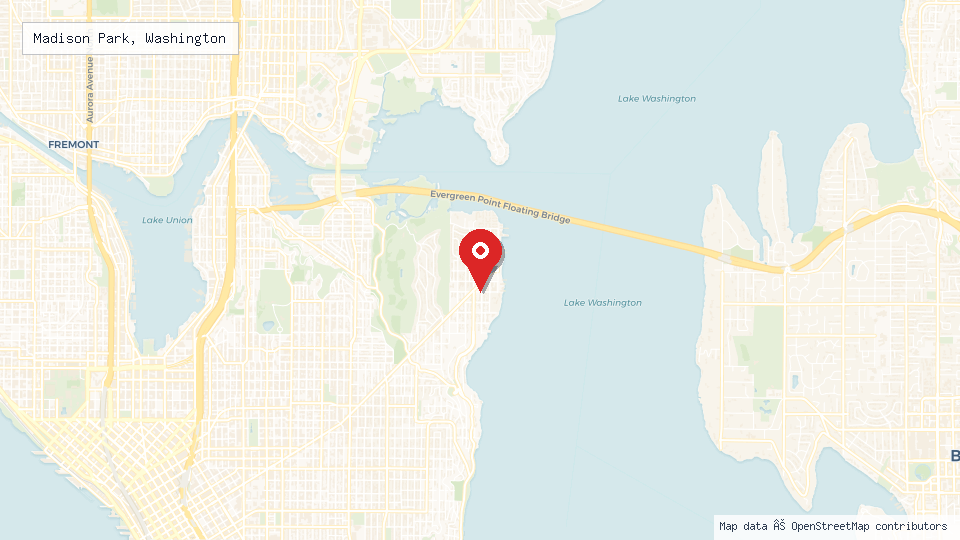 Street map of Madison Park, Washington with location pin
