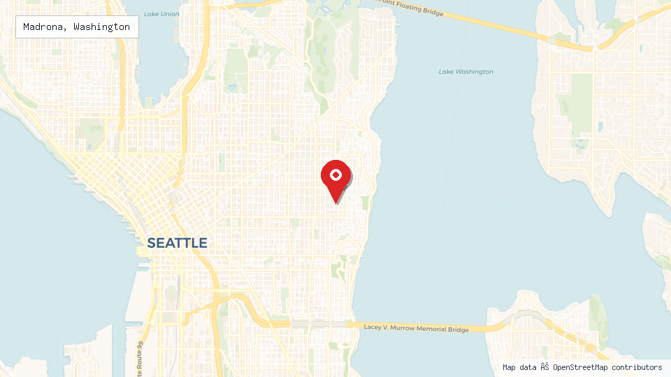 Street map of Madrona, Washington with location pin
