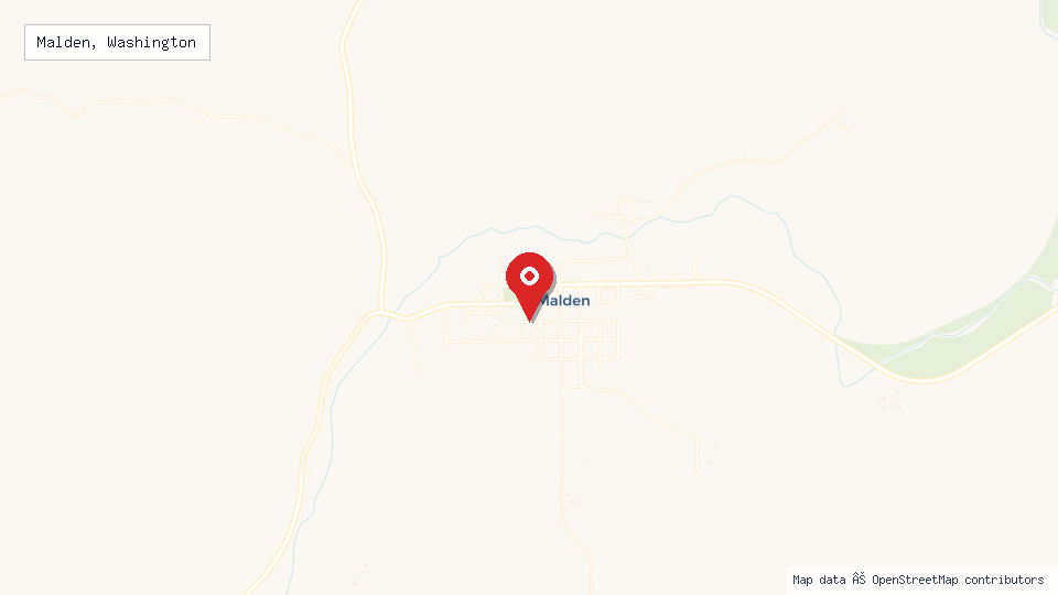 Street map of Malden, Washington with location pin