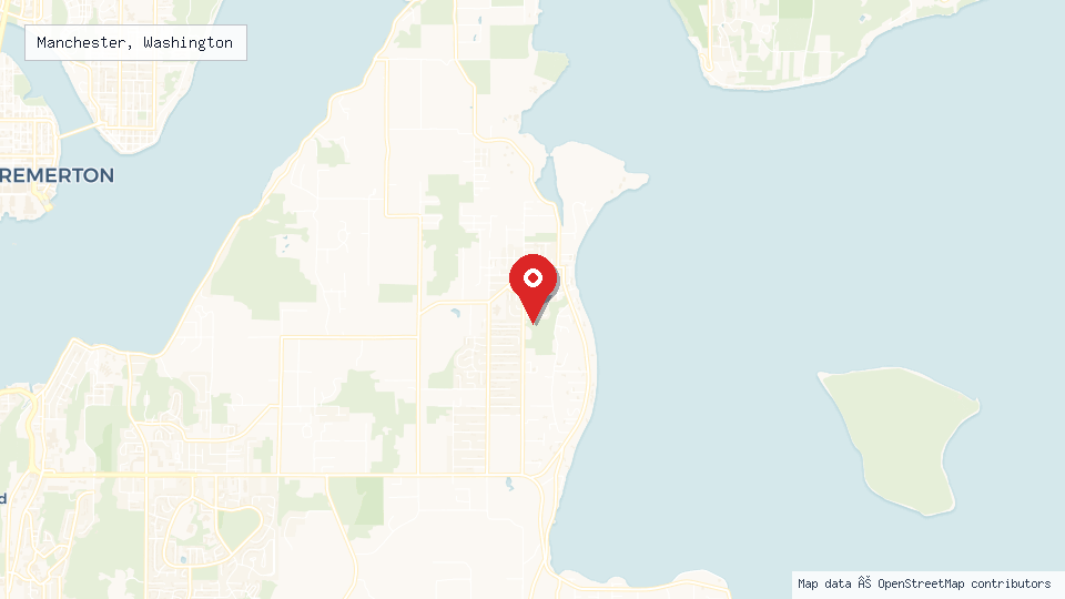 Street map of Manchester, Washington with location pin