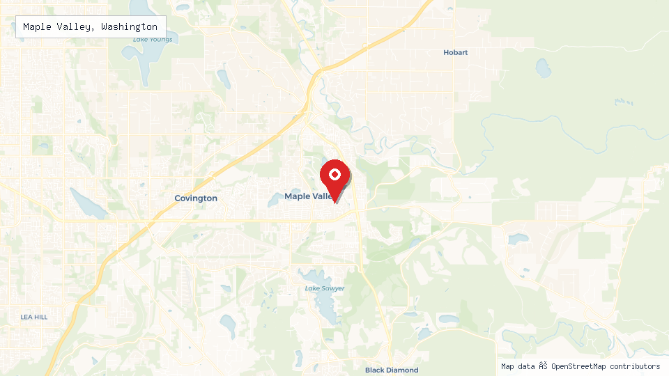Street map of Maple Valley, Washington with location pin