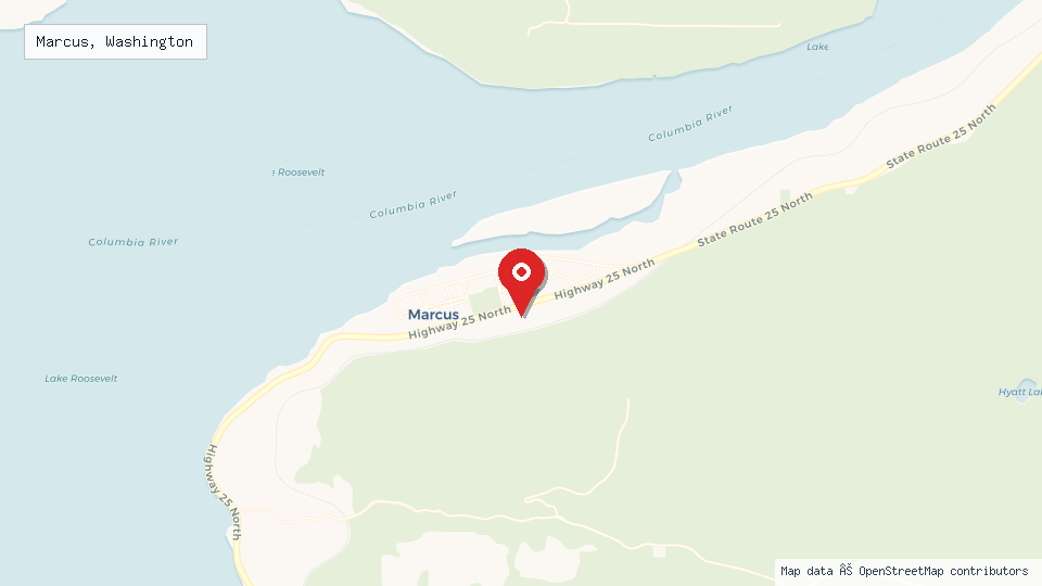 Street map of Marcus, Washington with location pin