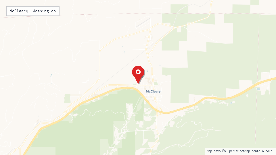 Street map of McCleary, Washington with location pin