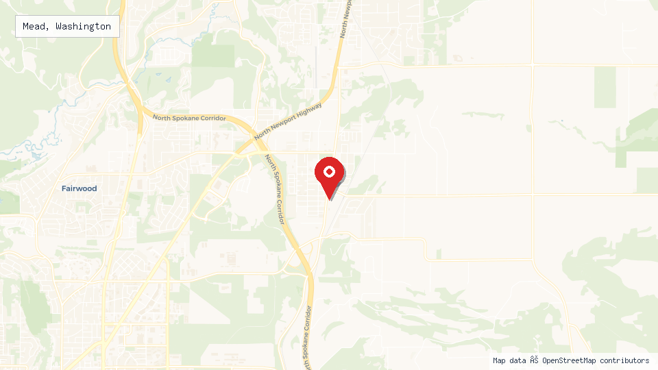 Street map of Mead, Washington with location pin