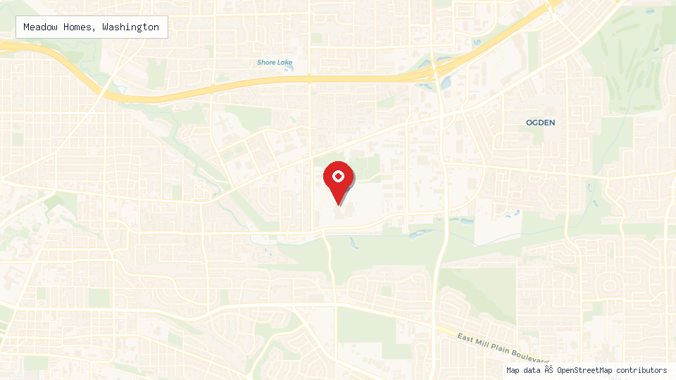 Street map of Meadow Homes, Washington with location pin
