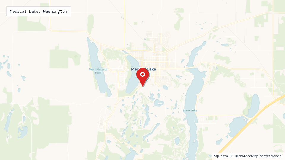 Street map of Medical Lake, Washington with location pin